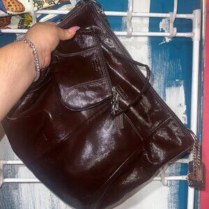 Coach Soho XL Rare/Retired Leather Hipster Eggplant Purple/Silver with Wristlet